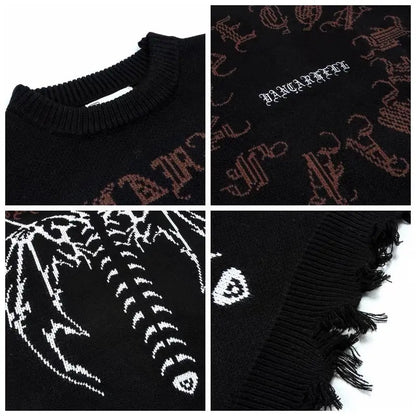 Free Shipping For 'Dawnbird' Wings Ripped Grunge Dark Sweater