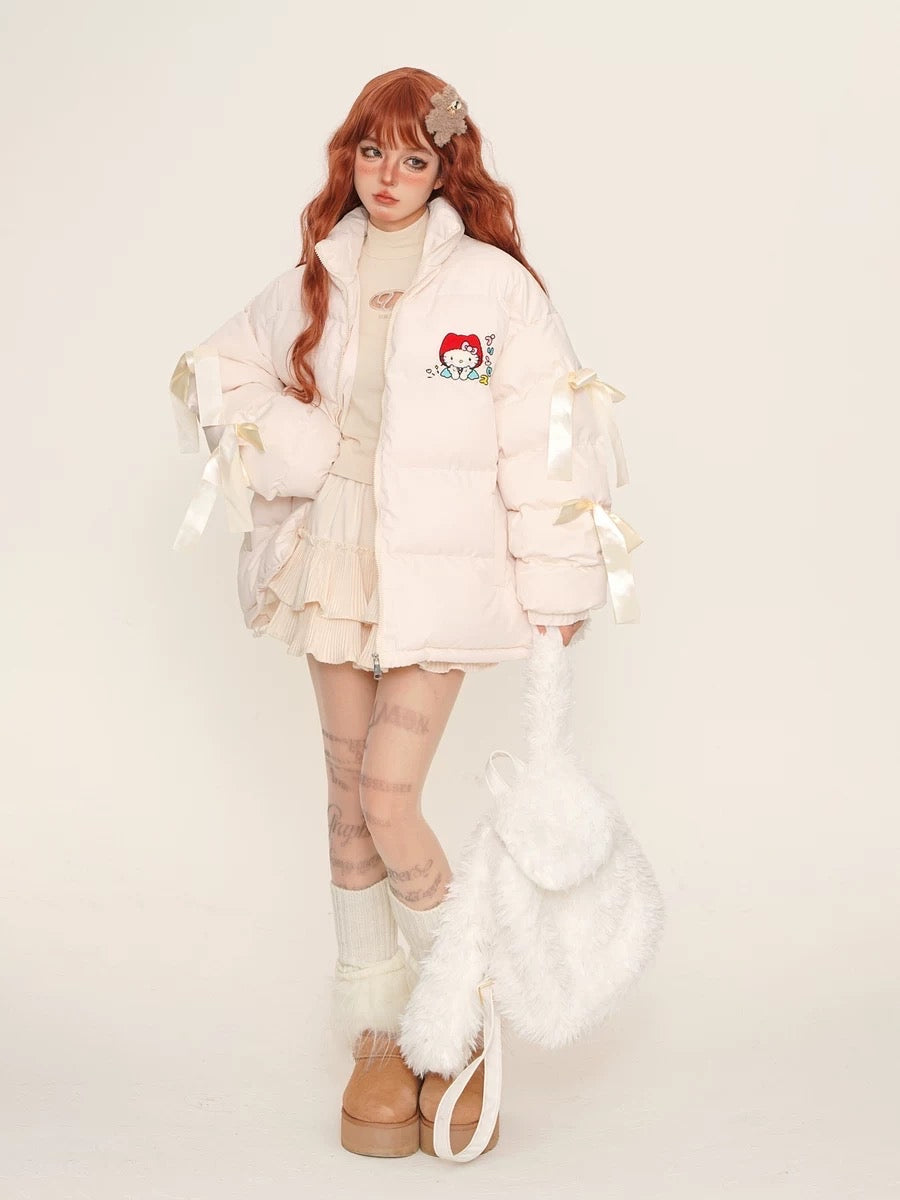 Free Shipping For 'Dear U' Coquette Kawaii Ribbon Puffer Coat