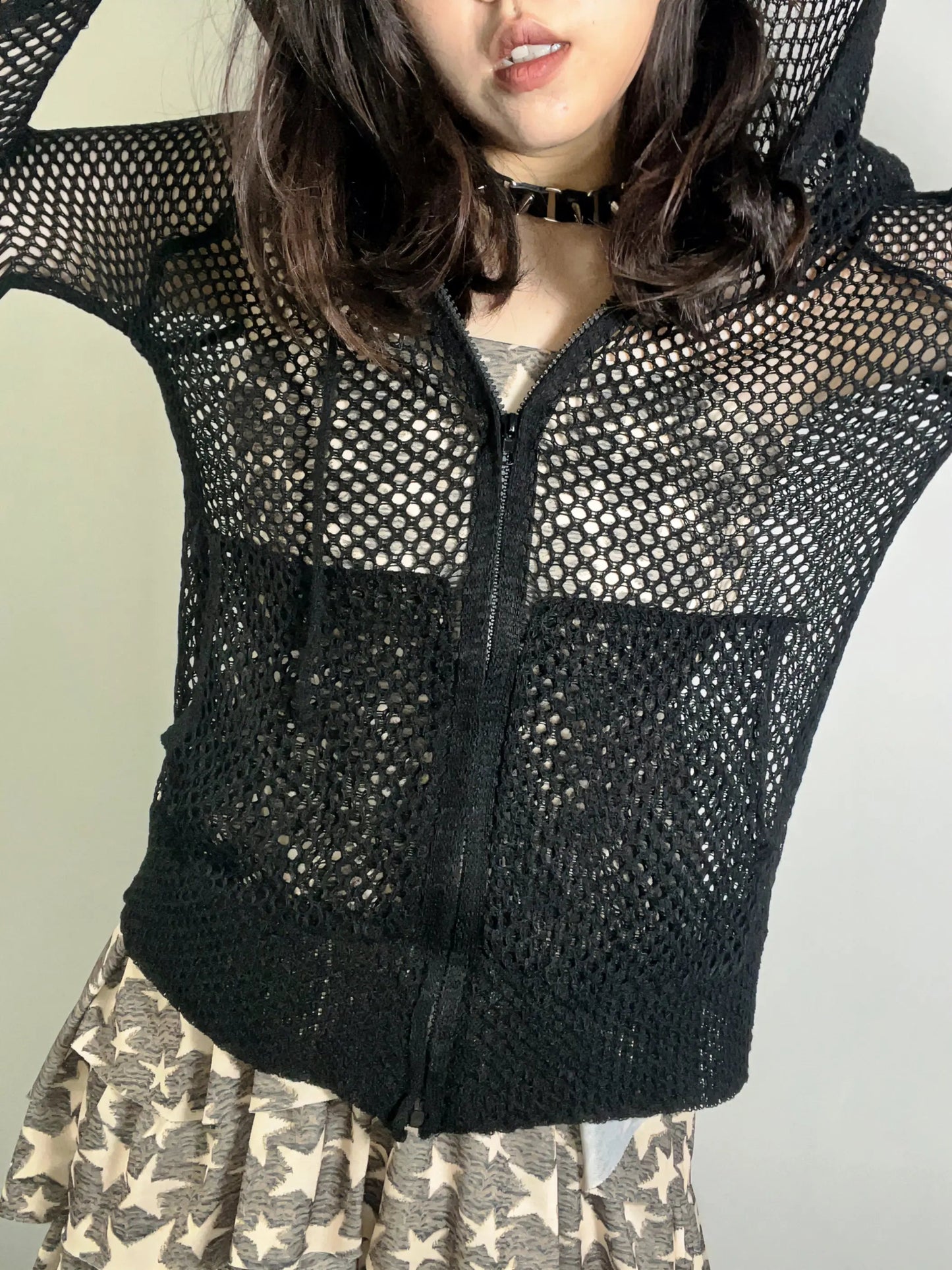 Free Shipping For 'Deep Breathe' Punk Mesh Hooded Jacket