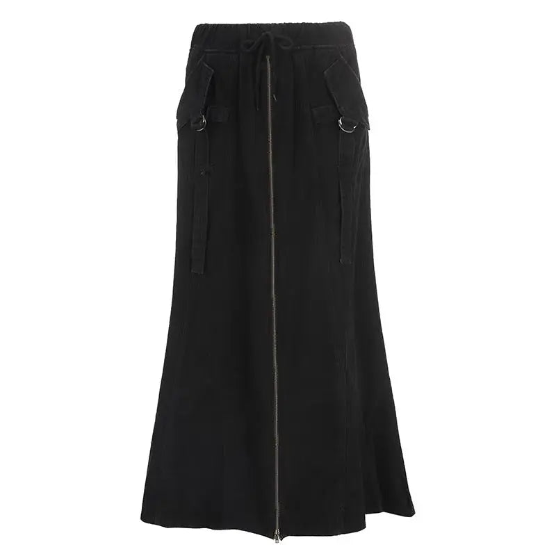 Free Shipping For 'Deep Dive' Zip-Up Drawstring Midi Skirt