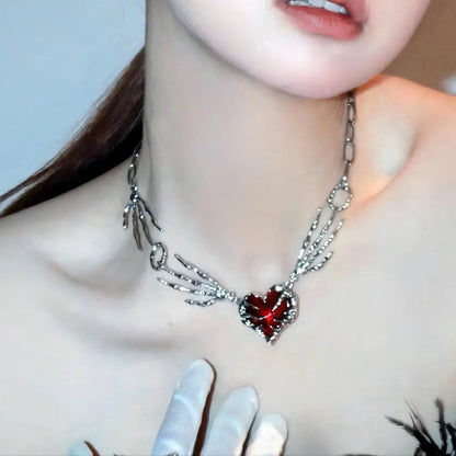 Free Shipping For 'Dragon Blood' Goth Punk  Red Stone Necklace