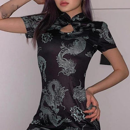 Free Shipping For 'Rathian' Dragon Gothic Cheongsam Dress