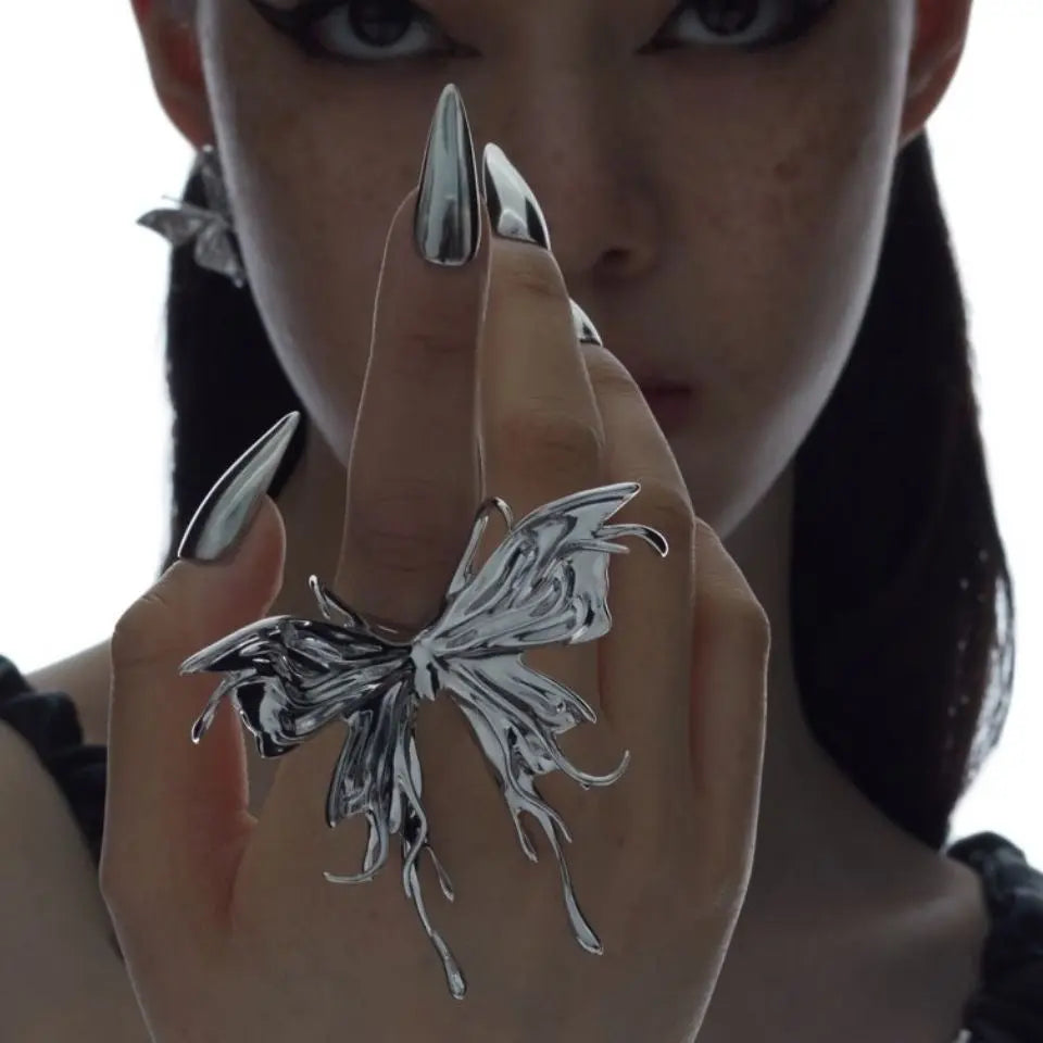 Free Shipping For'DreamFlow' Melting Butterfly Cyberpunk Rings