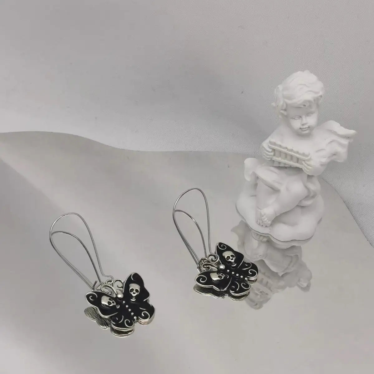 Free Shipping For 'Echo' Butterfly Shape Skull Goth Earrings