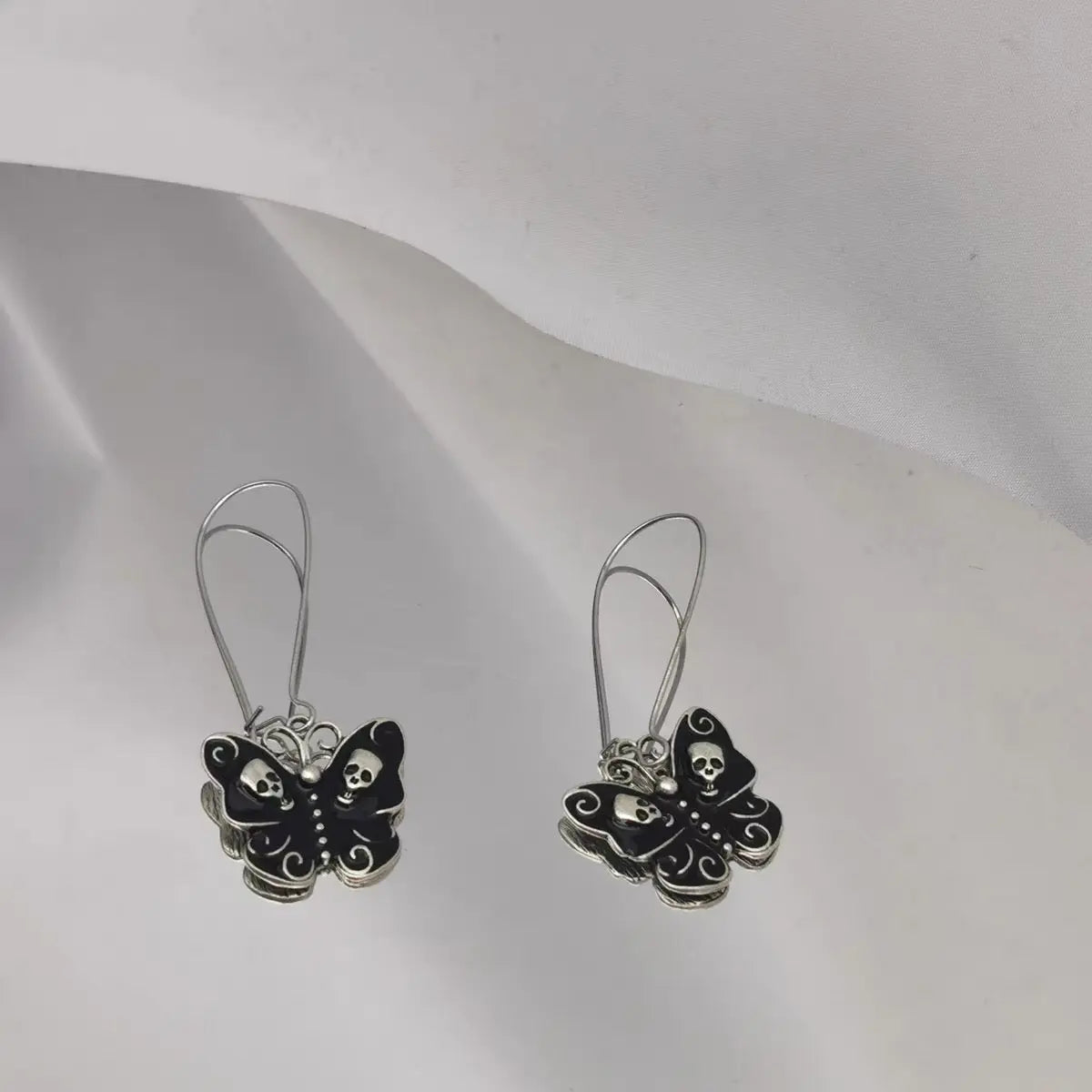 Free Shipping For 'Echo' Butterfly Shape Skull Goth Earrings