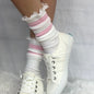 SCHOOLGIRL  striped athletic socks women's - pink