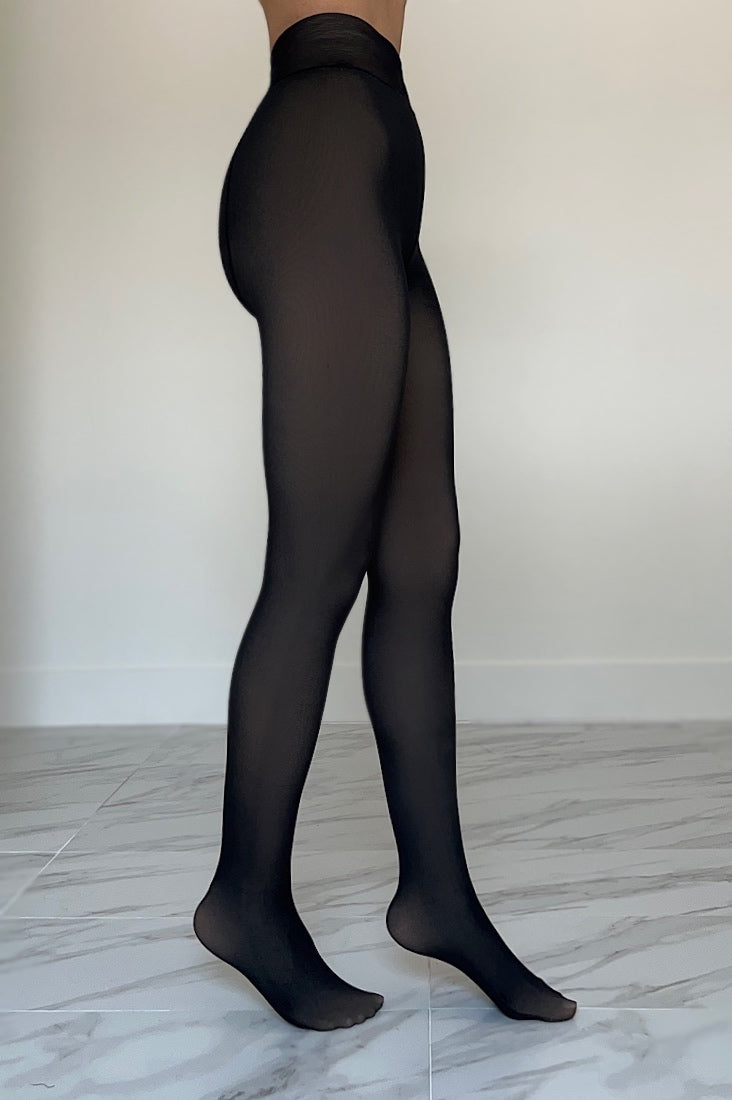 Free Shipping For Thermal Fleece Tights  - Black