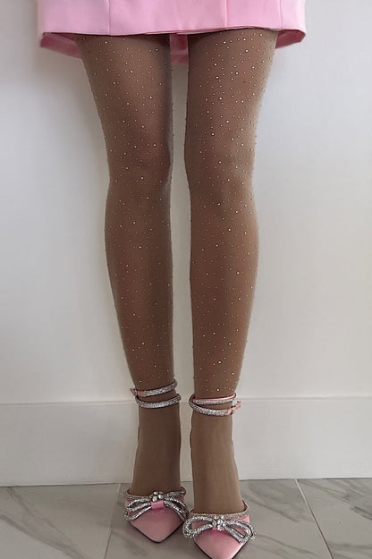 Free Shipping For Nude Sheer Rhinestone Tights