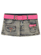 Free Shipping For 'Fancy u' Low Waist Denim Pink Buckle Shorts