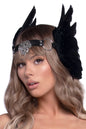 Free Shipping For Feather Headband With O-Ring And Metal Filigree Medallion Accent