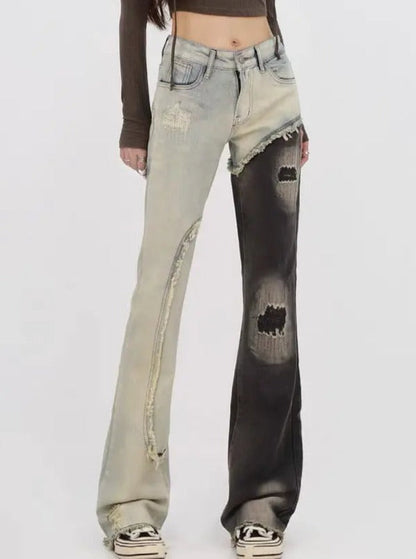 Free Shipping For 'Felix' Dark Ripped Patchwork Denim Jeans