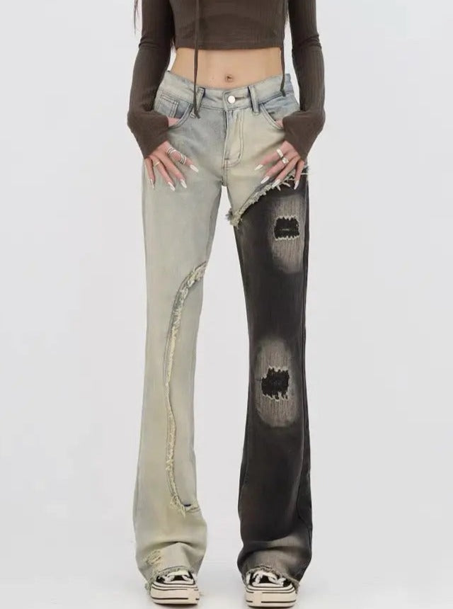 Free Shipping For 'Felix' Dark Ripped Patchwork Denim Jeans