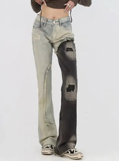 Free Shipping For 'Felix' Dark Ripped Patchwork Denim Jeans