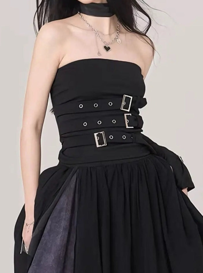 Free Shipping For 'Fierce' Dark Punk Buckle Tube Top