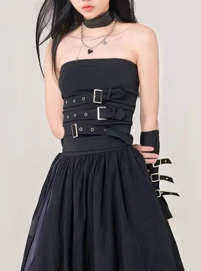 Free Shipping For 'Fierce' Dark Punk Buckle Tube Top