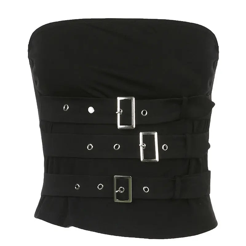 Free Shipping For 'Fierce' Dark Punk Buckle Tube Top