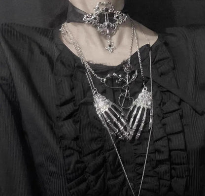 Free Shipping For 'Fingertips' Skeleton Hands Necklace