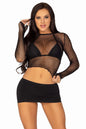 Free Shipping For Fishnet Gloved Crop Top