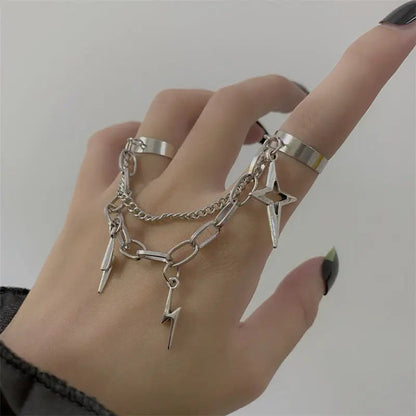 Free Shipping For 'Flash' Future Edgy Chained Rings Set