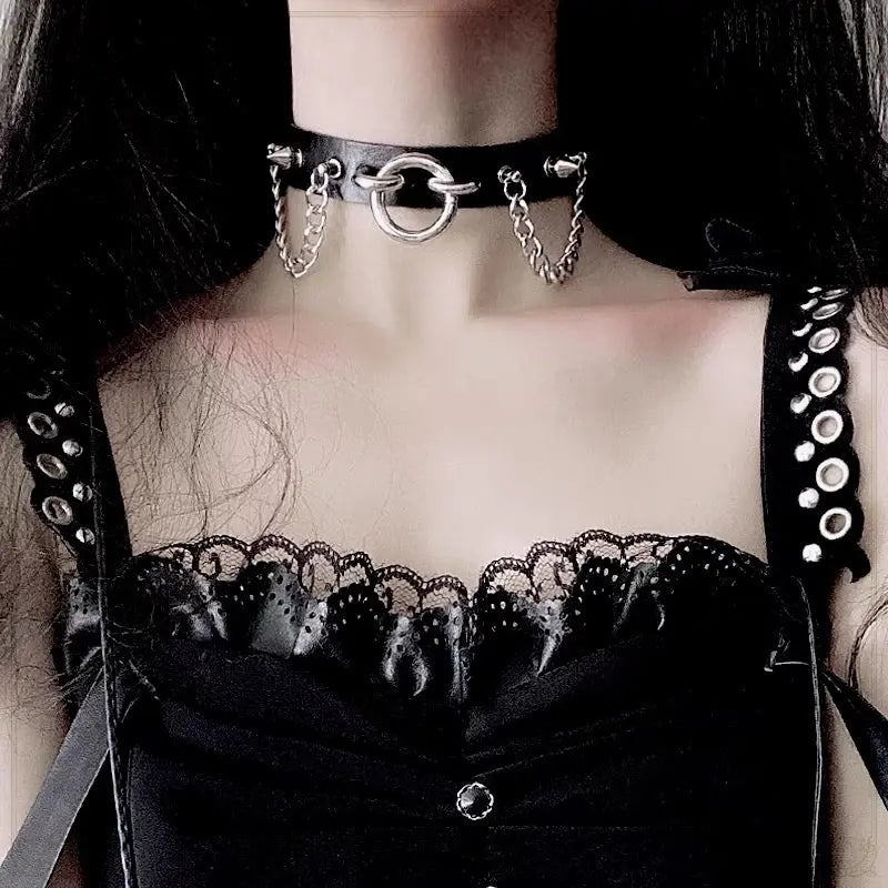 Free Shipping For 'Flesh' Punk Leather Goth Choker