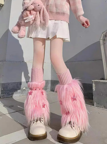 Free Shipping For 'Fluff Doll' Star Fur Kawaii Leg Warmers