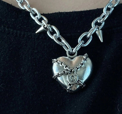 Free Shipping For 'Forbidden Love' Punk Metal Heart Shape Necklace