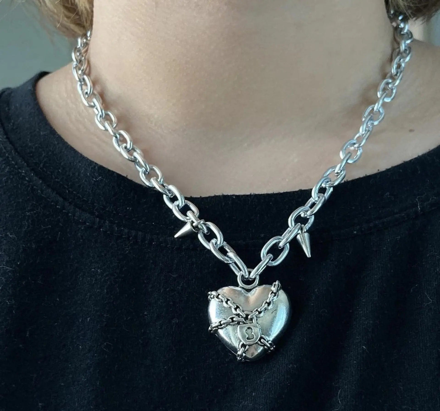 Free Shipping For 'Forbidden Love' Punk Metal Heart Shape Necklace