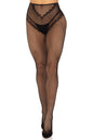 Free Shipping For French Cut Crotchless Fishnet Tights, Heart Backseam, Faux Lace-Up Back