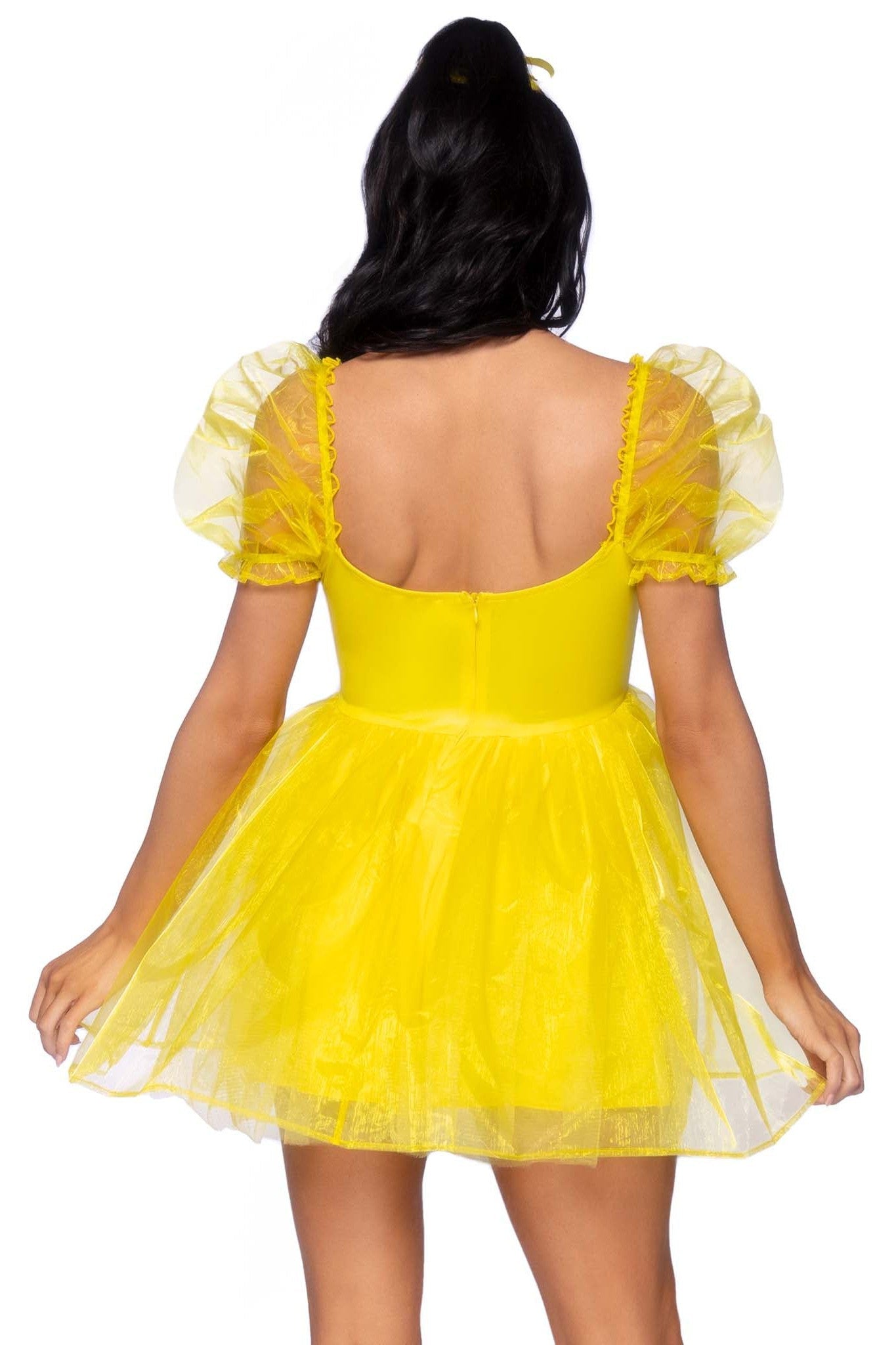 Free Shipping For Frosted Organza Babydoll Dress, Ruffled Sweetheart Neckline