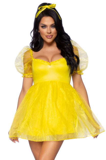 Free Shipping For Frosted Organza Babydoll Dress, Ruffled Sweetheart Neckline