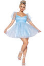 Free Shipping For Frosted Organza Babydoll Dress W/Ruffled Sweetheart Neckline