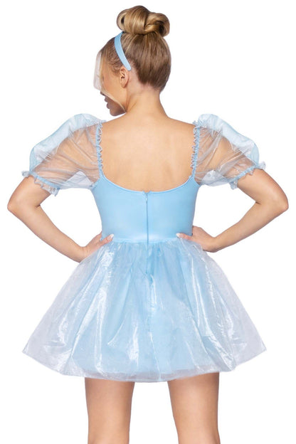 Free Shipping For Frosted Organza Babydoll Dress W/Ruffled Sweetheart Neckline