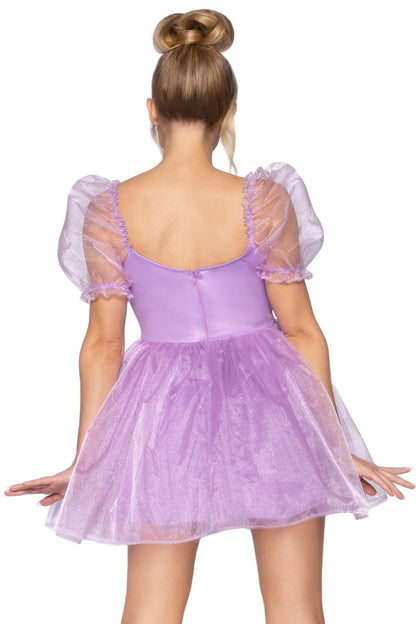 Free Shipping For Frosted Organza Babydoll Dress W/Ruffled Sweetheart Neckline