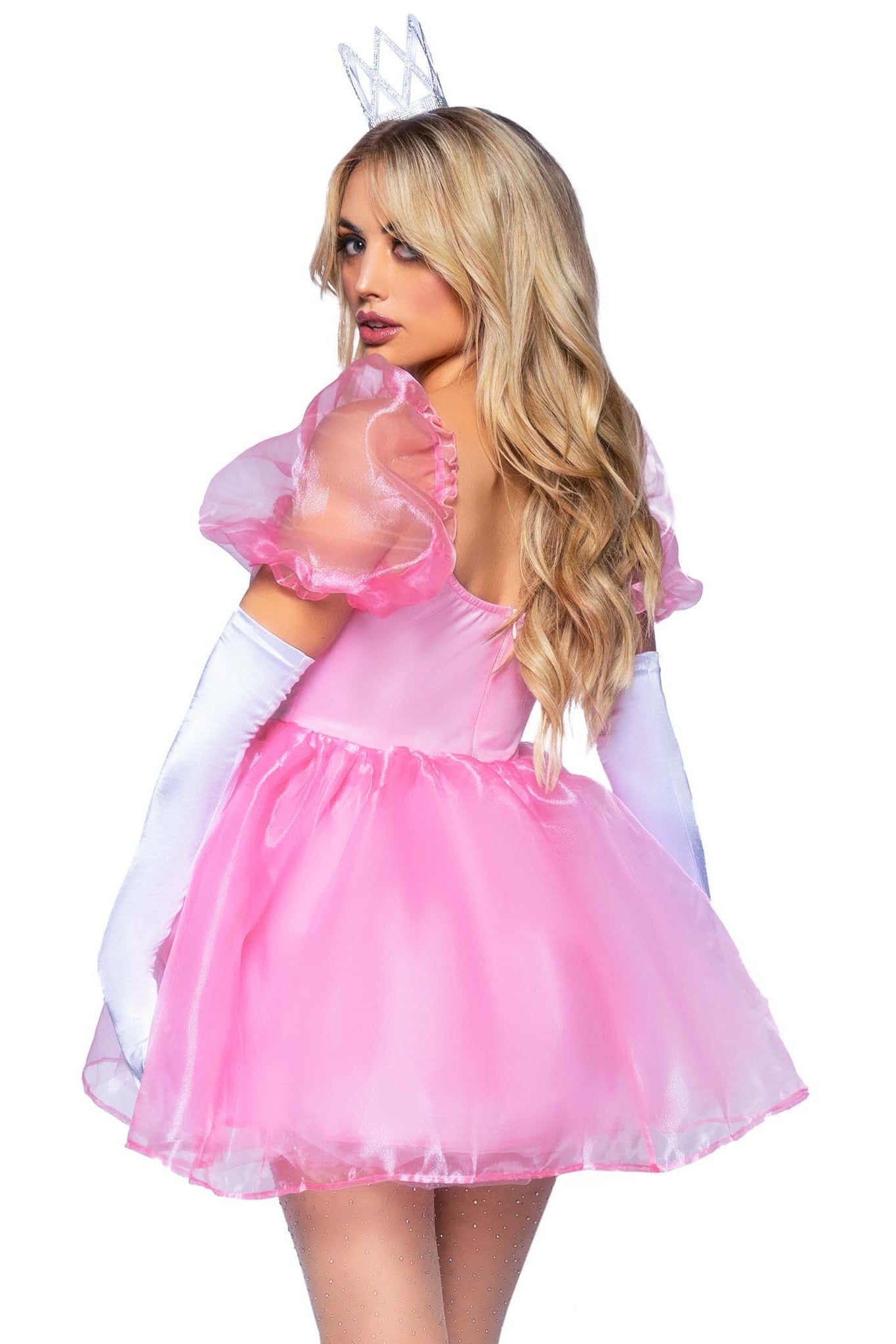 Free Shipping For Frosted Organza Babydoll Dress W/Ruffled Sweetheart Neckline