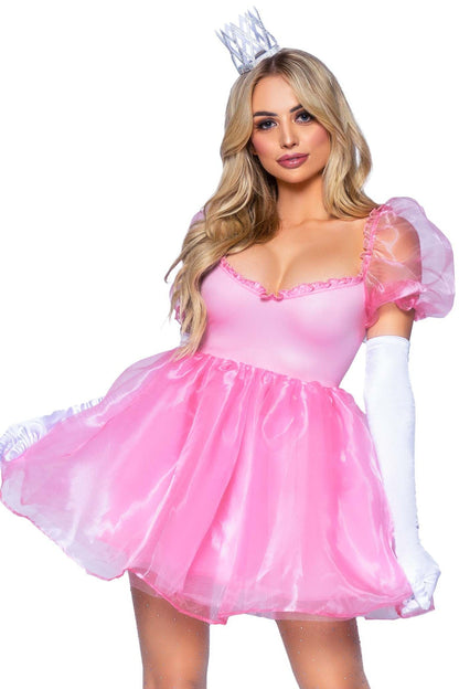 Free Shipping For Frosted Organza Babydoll Dress W/Ruffled Sweetheart Neckline