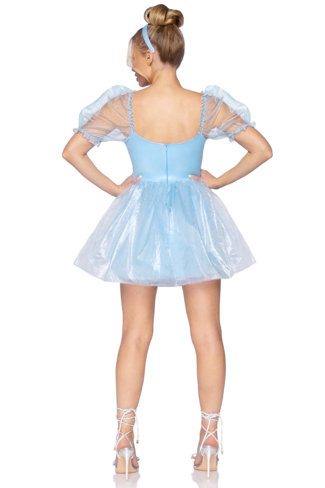 Free Shipping For Frosted Organza Babydoll Dress W/Ruffled Sweetheart Neckline