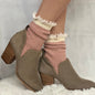 COZY lace boot socks - dusty rose