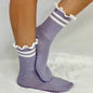 YOGA stripe grip crew socks - lilac