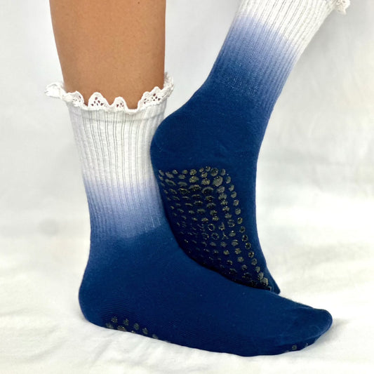 OMBRE  yoga grip crew socks - navy