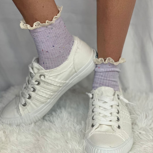 CONFETTI  lace topped ankle socks - lavender