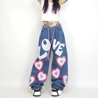 Free Shipping For 'Funky Love' Oversized Graffiti Wide Leg Pants