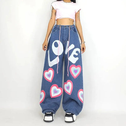 Free Shipping For 'Funky Love' Oversized Graffiti Wide Leg Pants