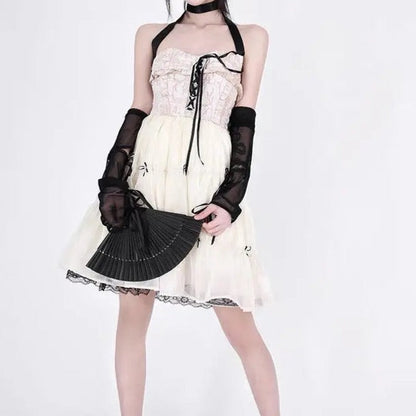 Free Shipping For 'Genesis' Fairy Gloves Lace Strapless Dress