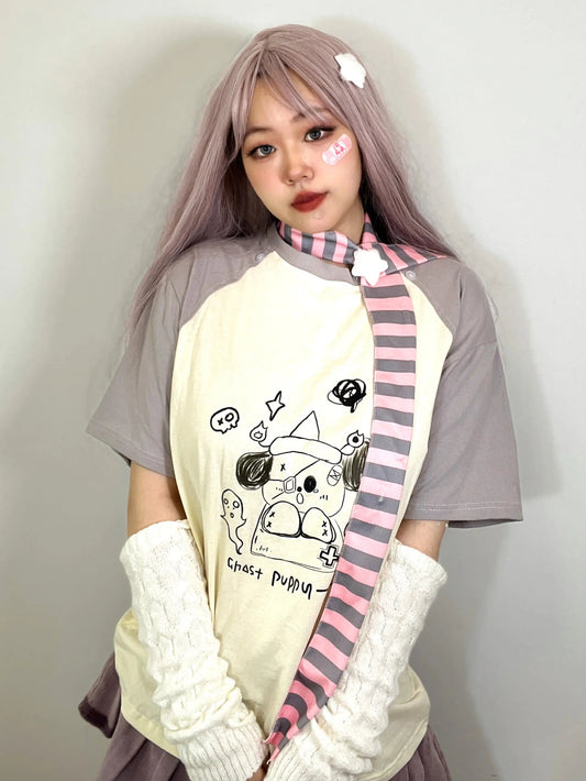 Free Shipping For 'Ghost Puppy' Anime Kawaii Graffiti Scarf Shirts