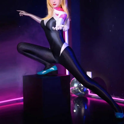 Free Shipping For 'Ghost-Spider' Gwen Cosplay Sexy Tights Bodysuit