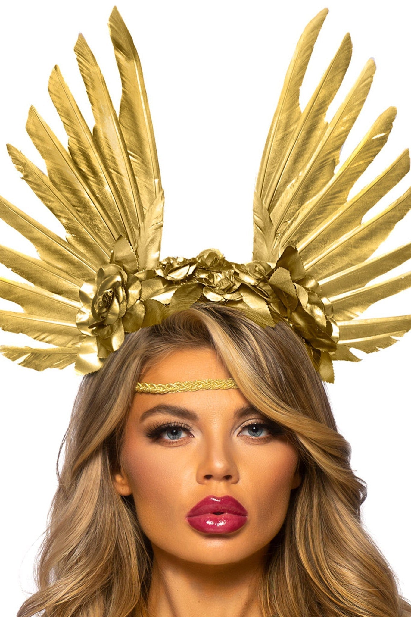 Free Shipping For Golden Goddess Floral And Feather Headband