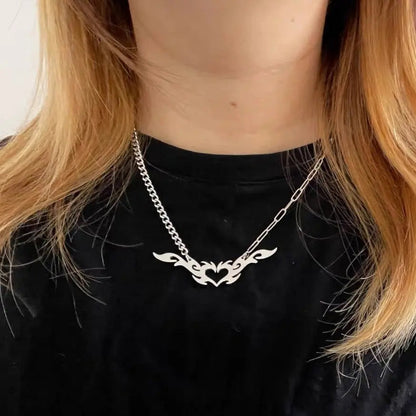 Free Shipping For 'Goth bb' Heart & Wings Shape Necklace