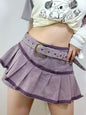 Free Shipping For 'Grape Soda' Low Waist Denim Beads Lace-Up Skorts