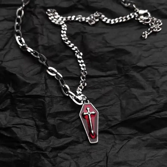 Free Shipping For'Grave' Cross Coffin Dark Goth Necklace