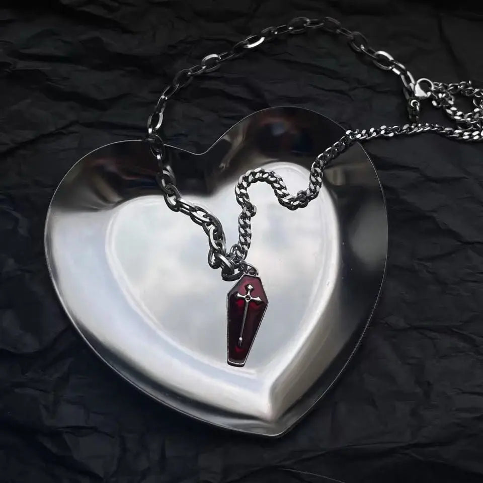 Free Shipping For'Grave' Cross Coffin Dark Goth Necklace